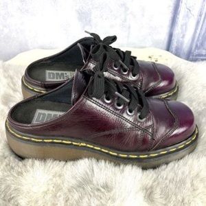 Purple Dr. Martens laced mules